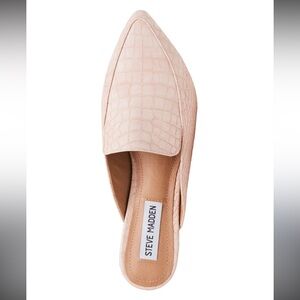 Steve Madden ‘Frills’ Blush Croc-Patterned Mules
